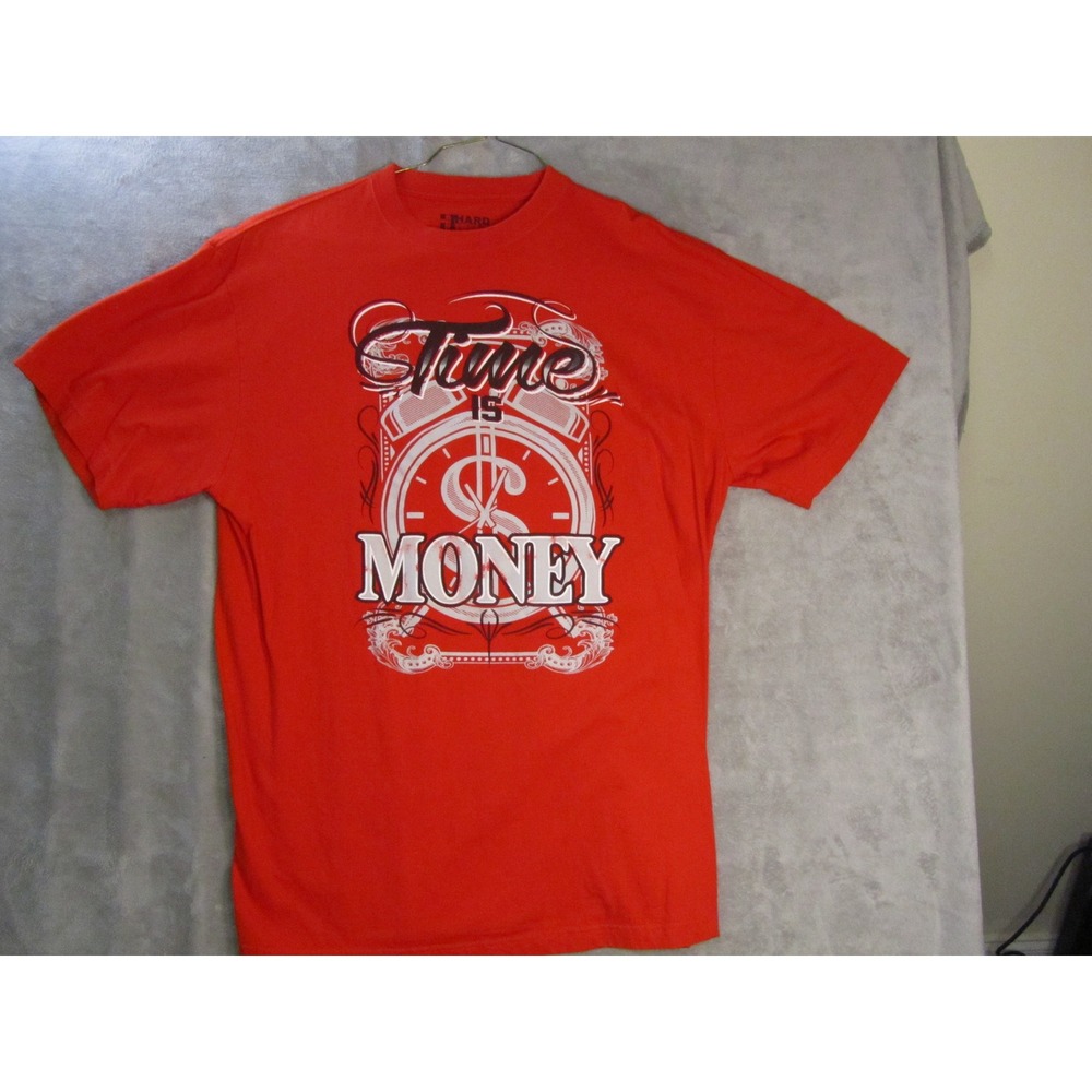 Hard Ten Clothing Co Mens Red Time Is Money Graphic T-Shirt 5XL 5X Large Cotton